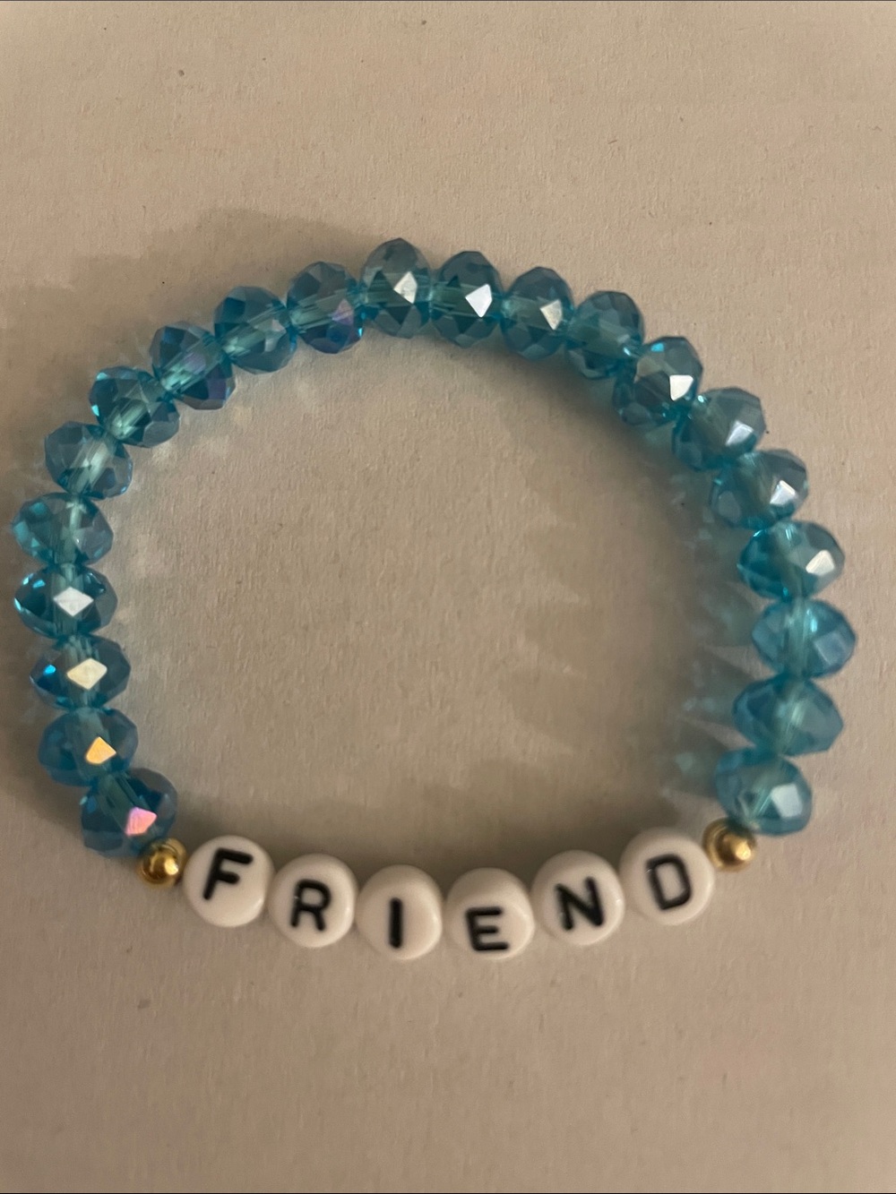 Blue Crystal 'FRIEND' Beaded Stretch Bracelet